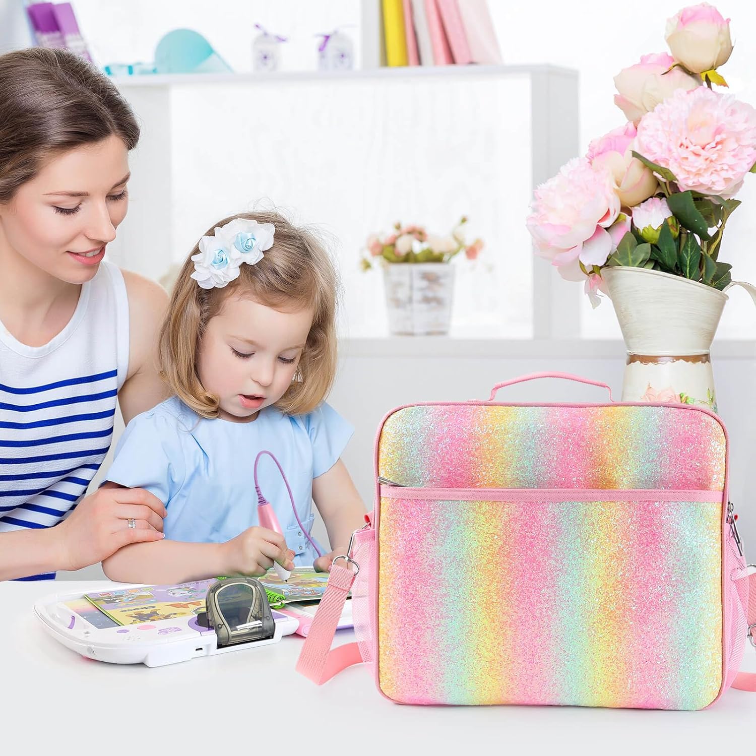 2-7 Girls Tote Compatible with LeapStart Learning System/Success Bundle, Crossbody Bag Case for Leapfrog Learning Toys