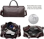 Sac de voyage en cuir pour hommes, sacs de nuit woven sur week-end pour sport d'affaires Gym (Brown)