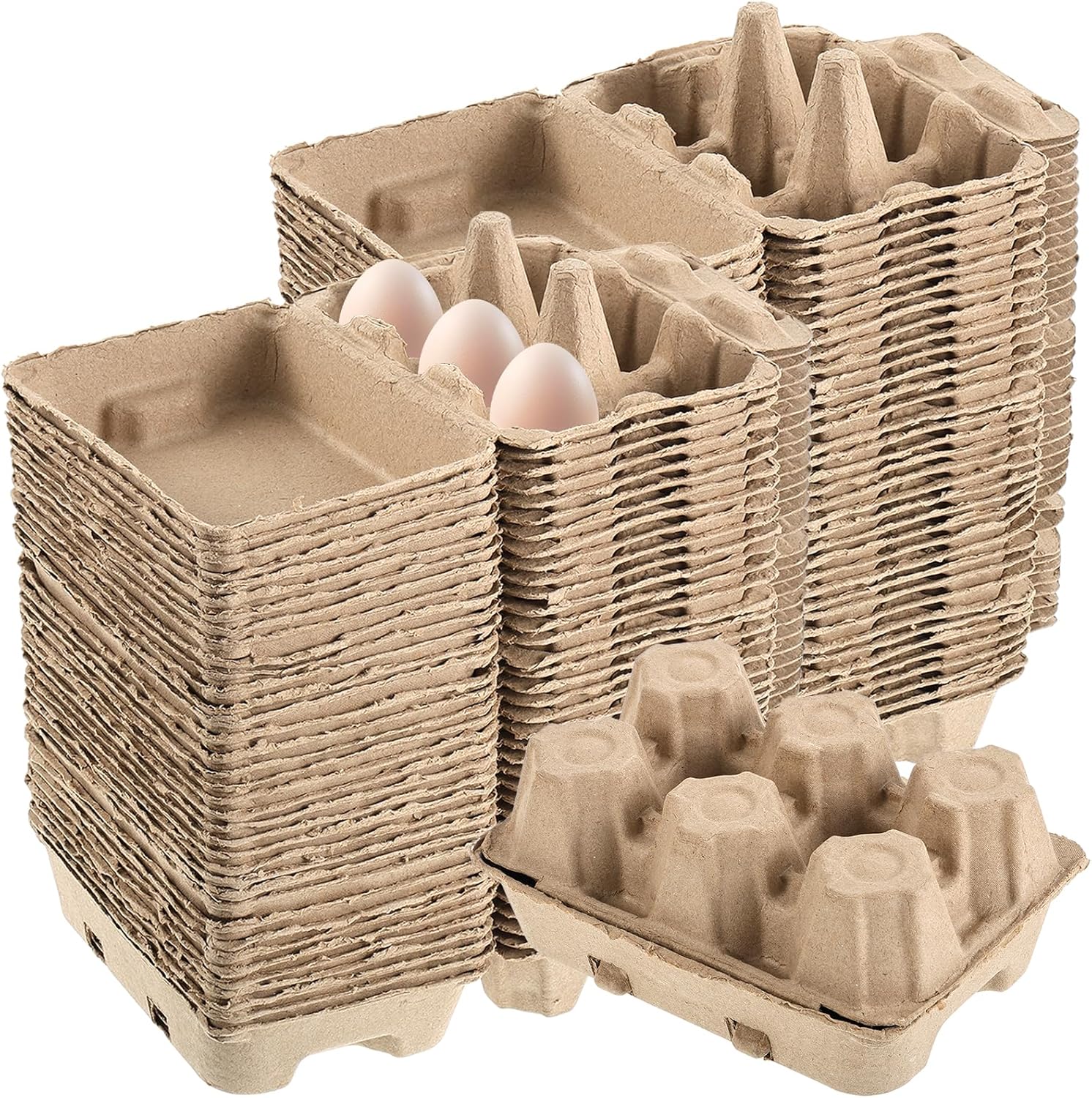 50 Pcs Jumbo Duck Egg Cartons Paper Goose Egg Cartons for Normal Size Geese Blank Natural Pulp Jumbo Eggs Container Holder Reusable for Six Duck Goose Hen Eggs