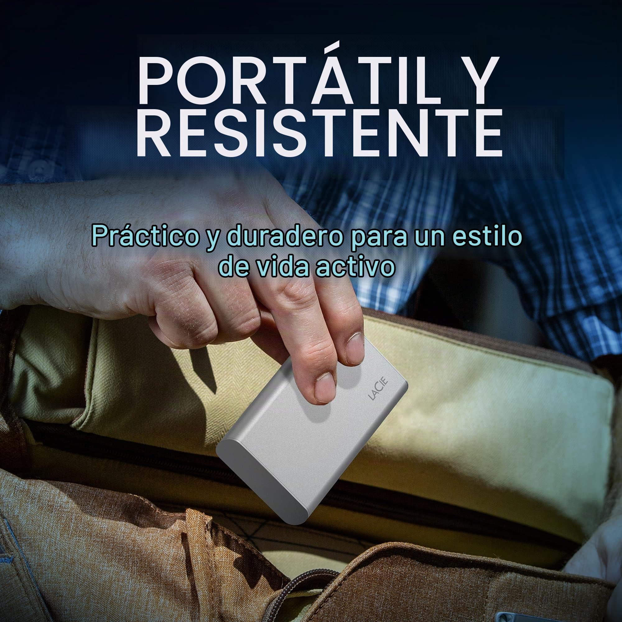 LaCie Portable SSD, 500 GB, Unidad de estado sólido externa, 1.050 MB/s, para PC Mac & iPad, Data Rescue Service (STKS500400)