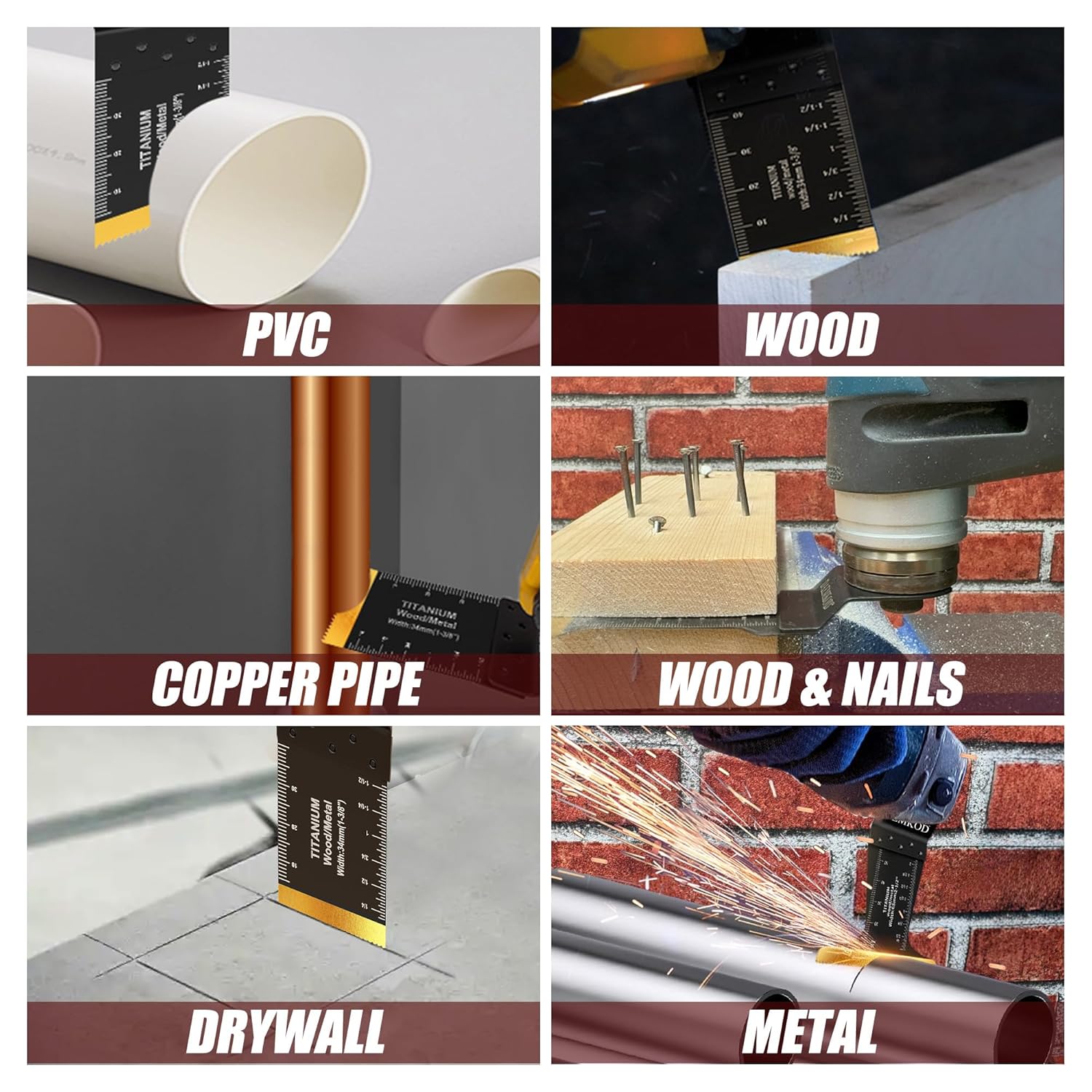 100 Pack Oscillating Saw Blade Kit, Professional Multitool Blades for Soft Metal Nails and Hard Wood Plastic, Multi Tool Blades Kits for Oscillating Tool Accessories, 6 Types Saw Blades