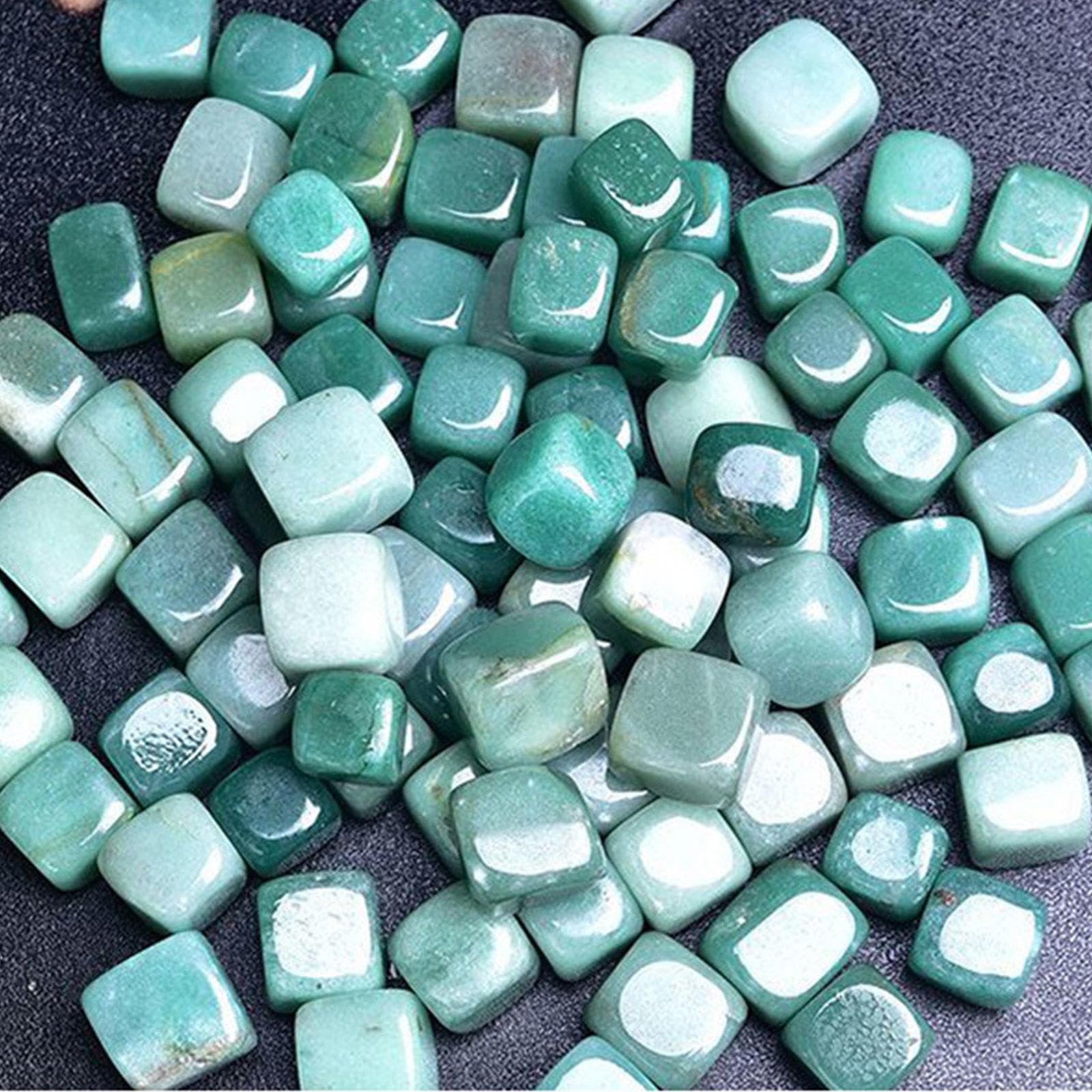 Piedras Pulidas Caídas Cristales Curativos Cubo Cuadrado - Piedra Preciosa de Aventurina Verde Natural a Granel para Energía Curativa Wicca Reiki - 2.2 Libras, 20 Mm