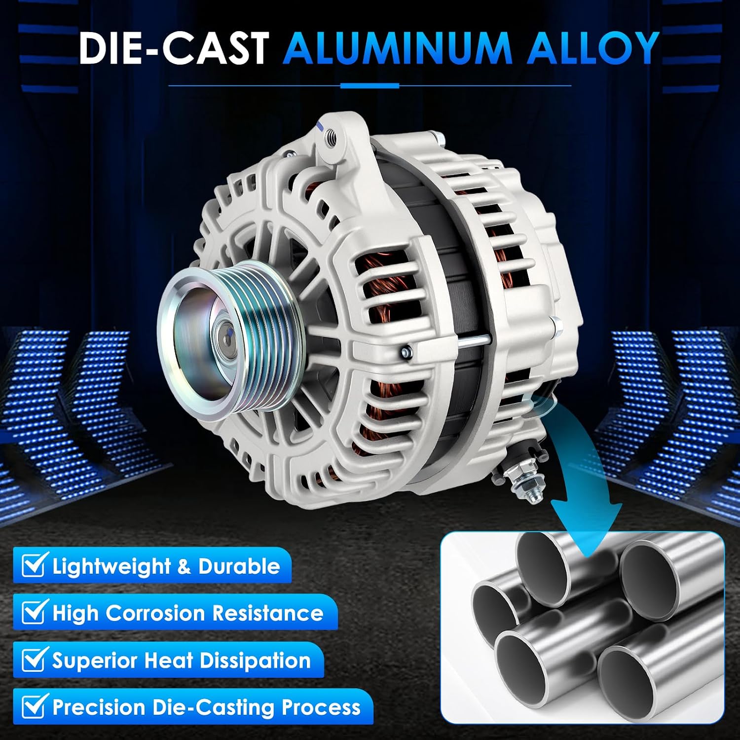 11121 Car Alternators Fit for Nissan Frontier, Pathfinder, Xterra 2005-2007 V6 4.0L Automotive Replacement Alternator 11121N, 23100EA201, LR1110725, 23100EA20B, 23100EA20BR