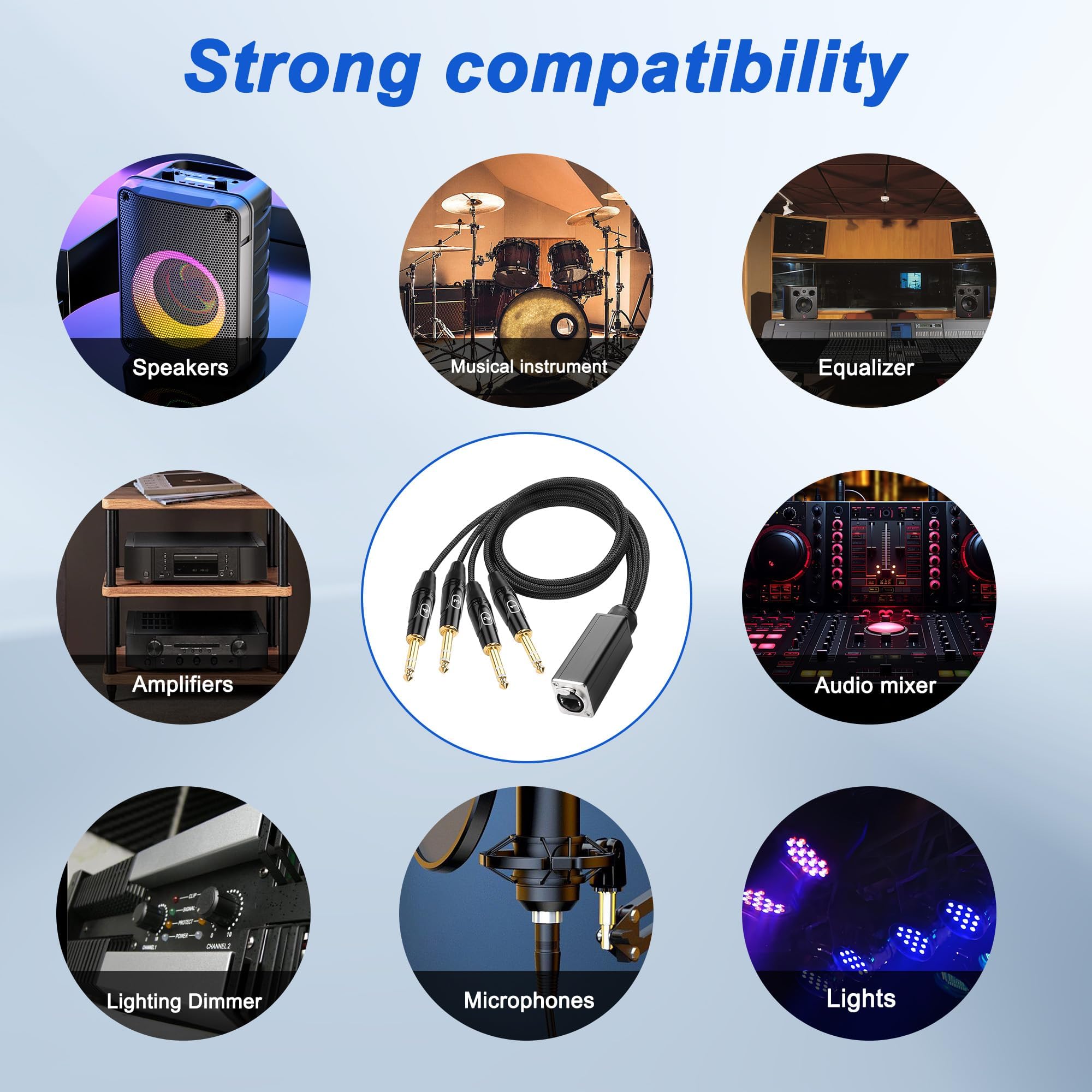 XMSJSIY 1/4" TRS Audio Snake 4-Kanal Multi Over RJ45 Ethercon Cat5/6 zu 6.35mm TRS Netzwerk Extender Kabel für Bühne Sound und Recording Studio (A)