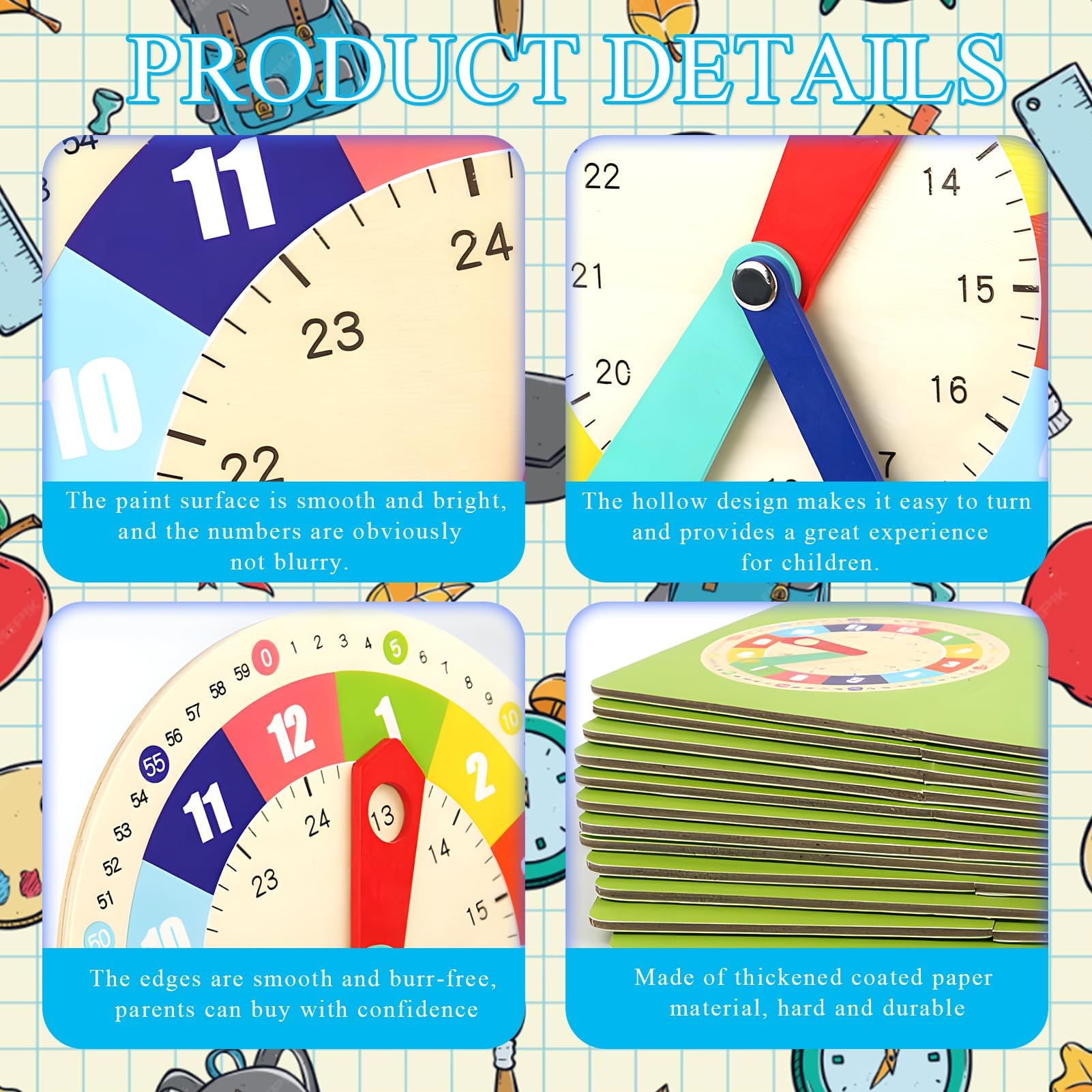Orologio Didattico Montessori,Orologio per Bambini,Orologio Didattico per Bambino,Orologio per Imparare a Leggere L'ora,Educativo e Montessori,Apprendimento Precoce,Regalo Didattico