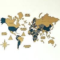 Vista 11 de iwa concept Mapa del mundo de madera 3D, mapa de pared de madera, regalo de inauguración de la casa, mapa del mundo de regalo de aniversario