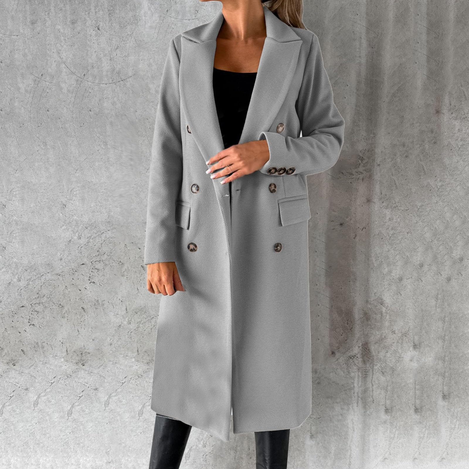 Cappotto in finta lana da donna, camicetta, cappotto sottile, trench, giacca lunga, donna, sottile, cintura lunga, elegante, soprabito
