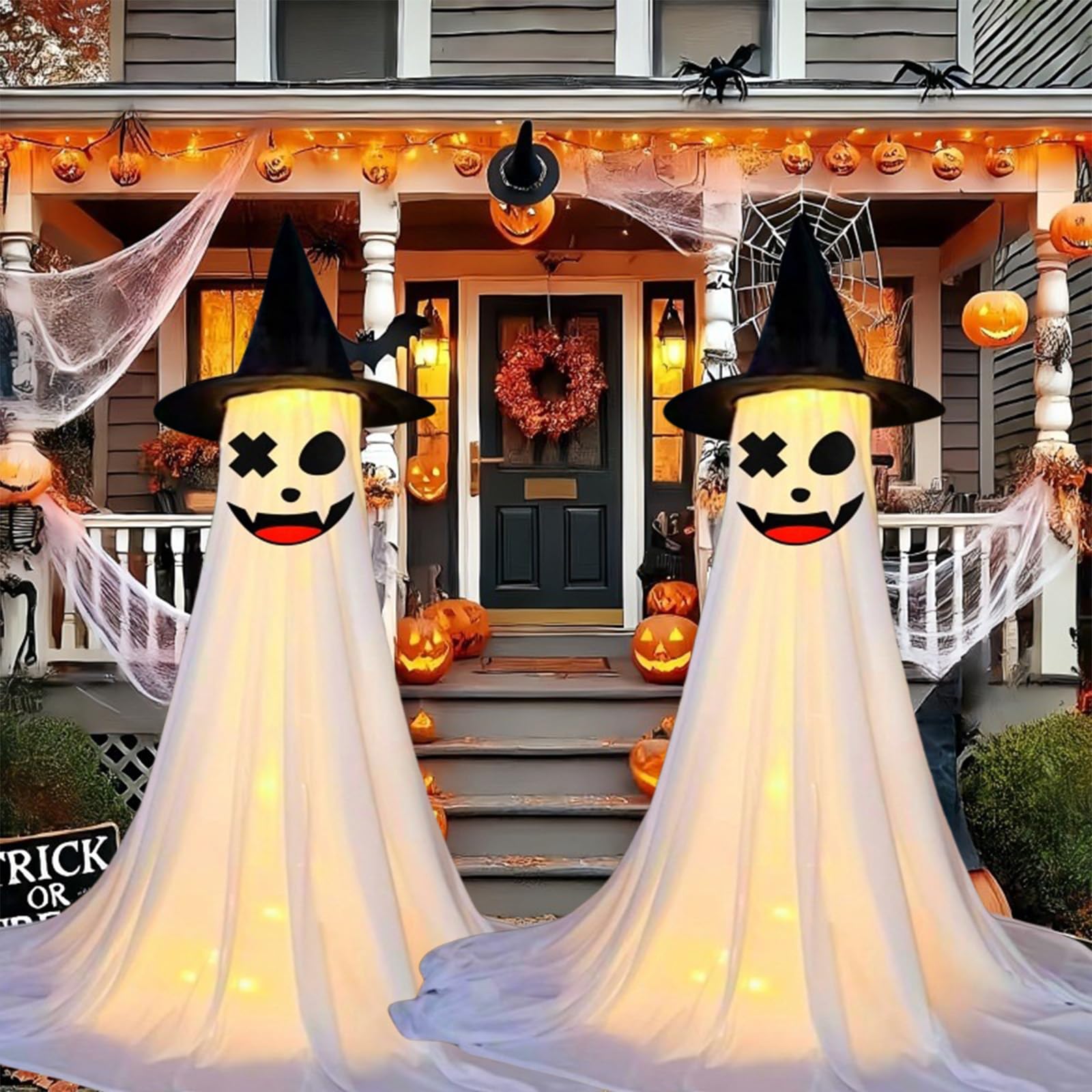 carotoe 2Pcs Halloween Decoration 120cm Glowing Ghostly Figure Ornament for Porch Garden Yard Indoor and Outdoor Decoration Indoor and Outdoor Halloween