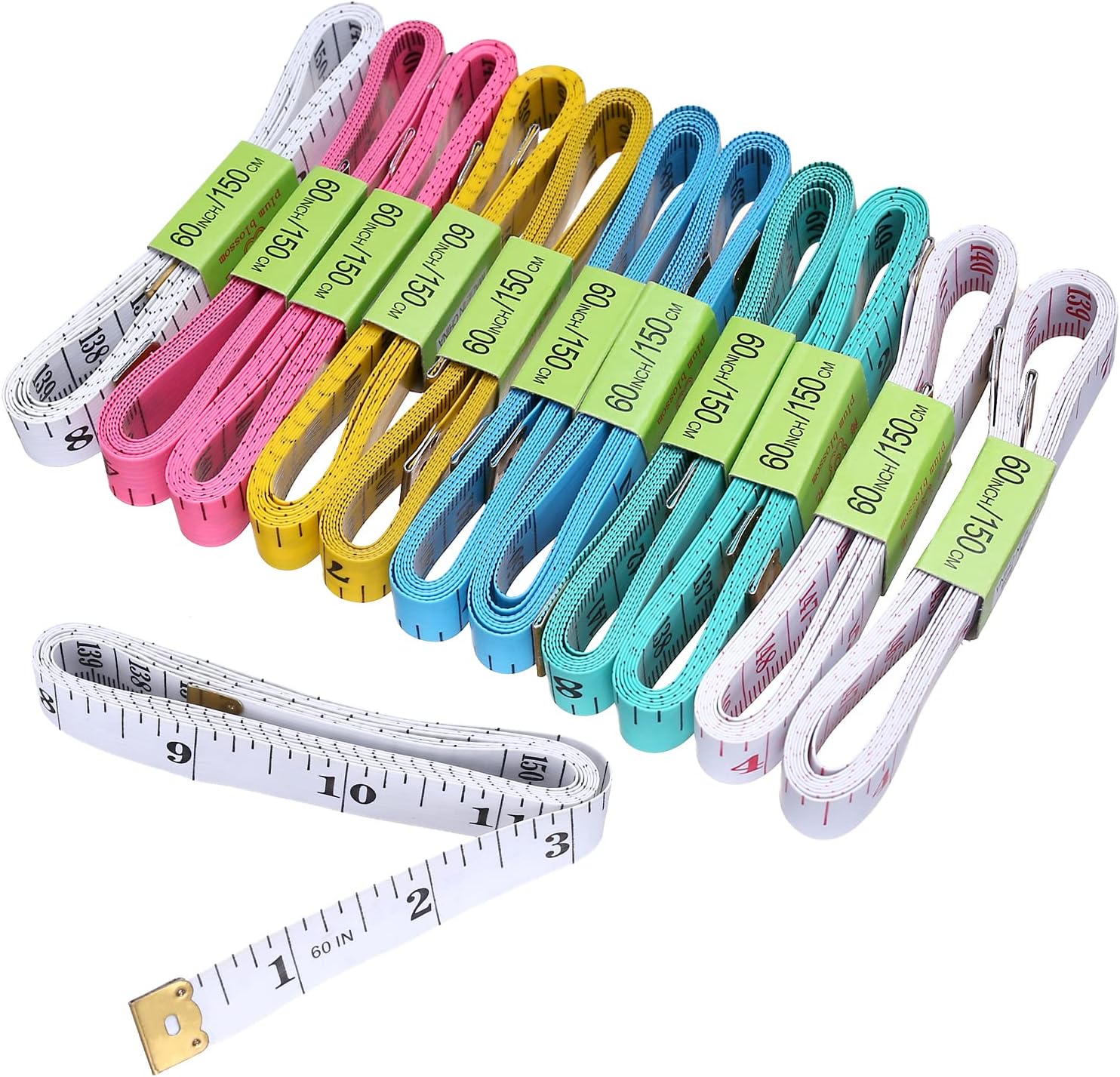 Akstore 12 PCS Soft Tape Measures Double-Scale 60-Inch/150cm Soft Tape Measure Ruler Bulk for Sewing Tailor Cloth,Medical Measurement,Body Measurements (Multicolors)