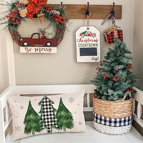 Miniatura 2 de Fundas de almohada de Navidad de 12 x 20 pulgadas, fundas de almohada de árboles, copos de nieve, decoraciones de Navidad, funda de almohada