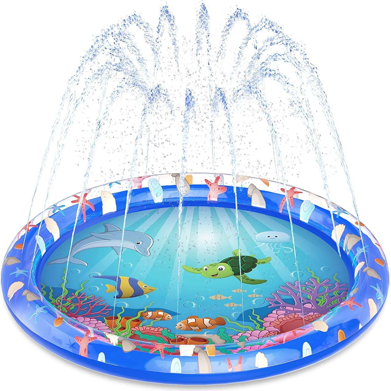 Sprinkler & Splash Outdoor Side Inflatable Foldable Water Play Extra Large Fountain Pool Mat Pad Ring for Toddlers & Baby's (Multi Color)-picture-10