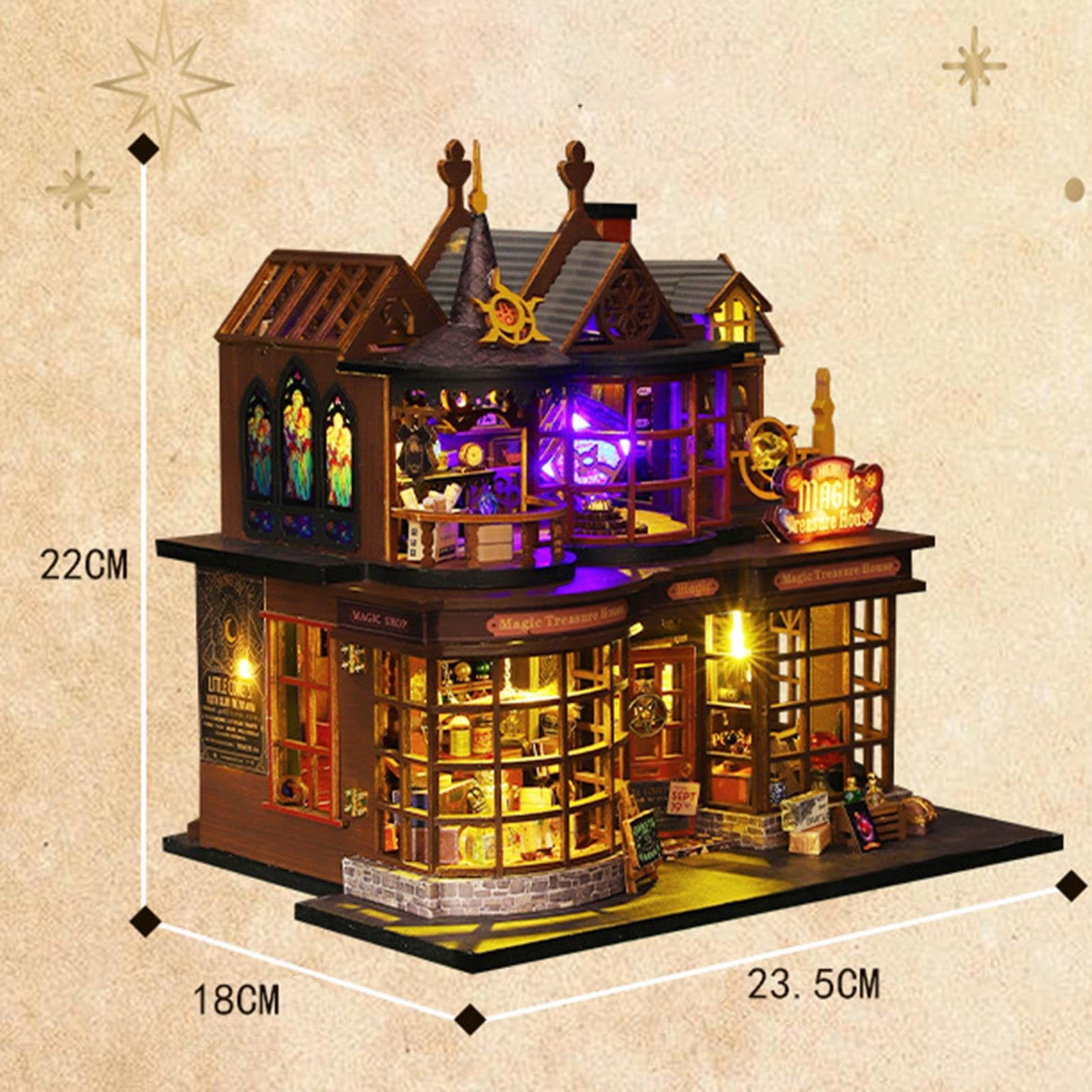 Kits de Bricolaje para Casas de Muñecas, Accesorios de Madera para Casas de Muñecas con Luces, Juguete Educativo