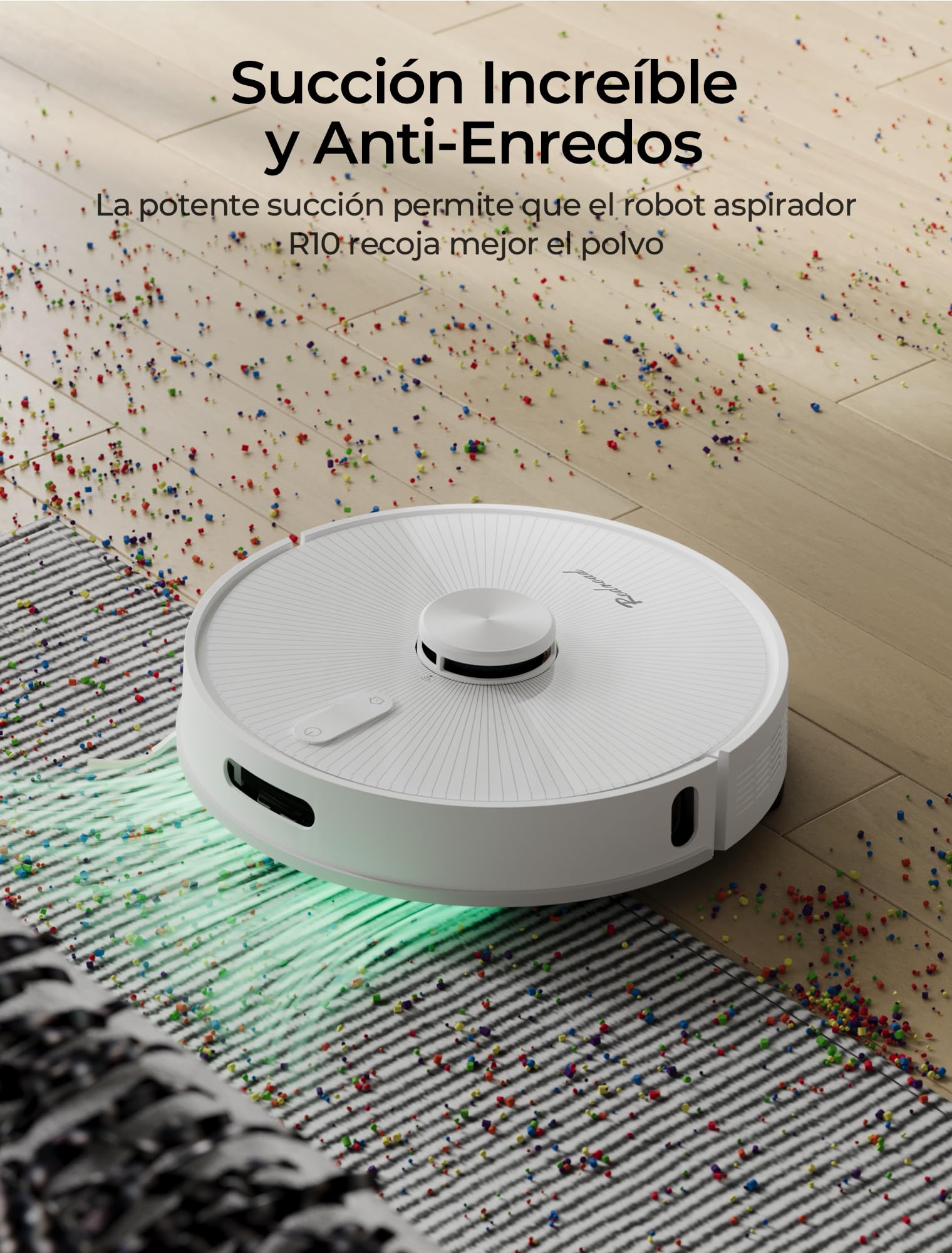 R10 Robot Aspirador y Fregasuelos con Mapeo, Aspira y Friega Suelos, Vaciado Automático de Polvo de 4L, Doble Navegación LiDAR + IMU, Zonas Prohibidas y Muros Virtuales, Control App, Alexa y Google