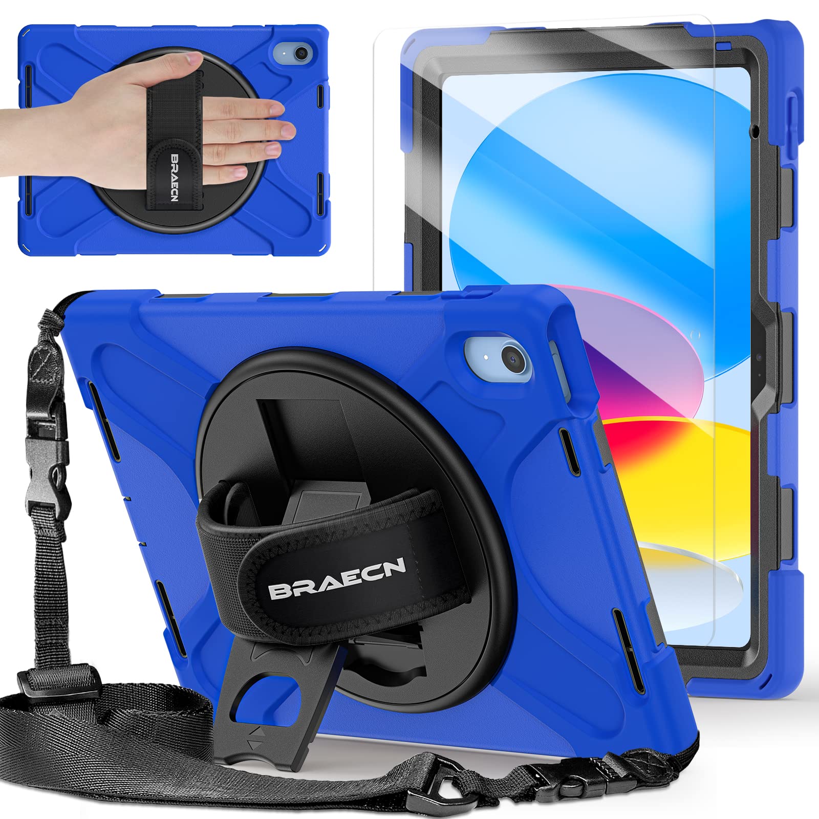 BRAECNstock for Apple iPad (A16) 11th/10th Generation Case 11"/10.9" 2025/2022, Shockproof Protective Case with Screen Protector, Pencil Holder, 360