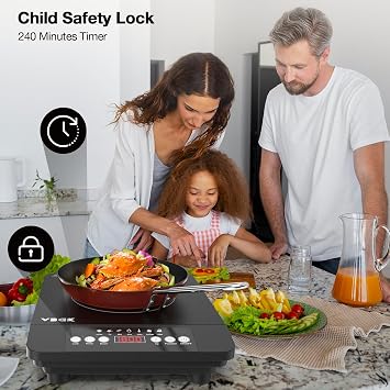 VBGK Portable induction Cooktop,110V Single Burner Induction Stove Top,1800W Induction Hot Plate Electric Burner,7 Power Levels, Kids Lock & Timer,LED touch control,Overheat Protection