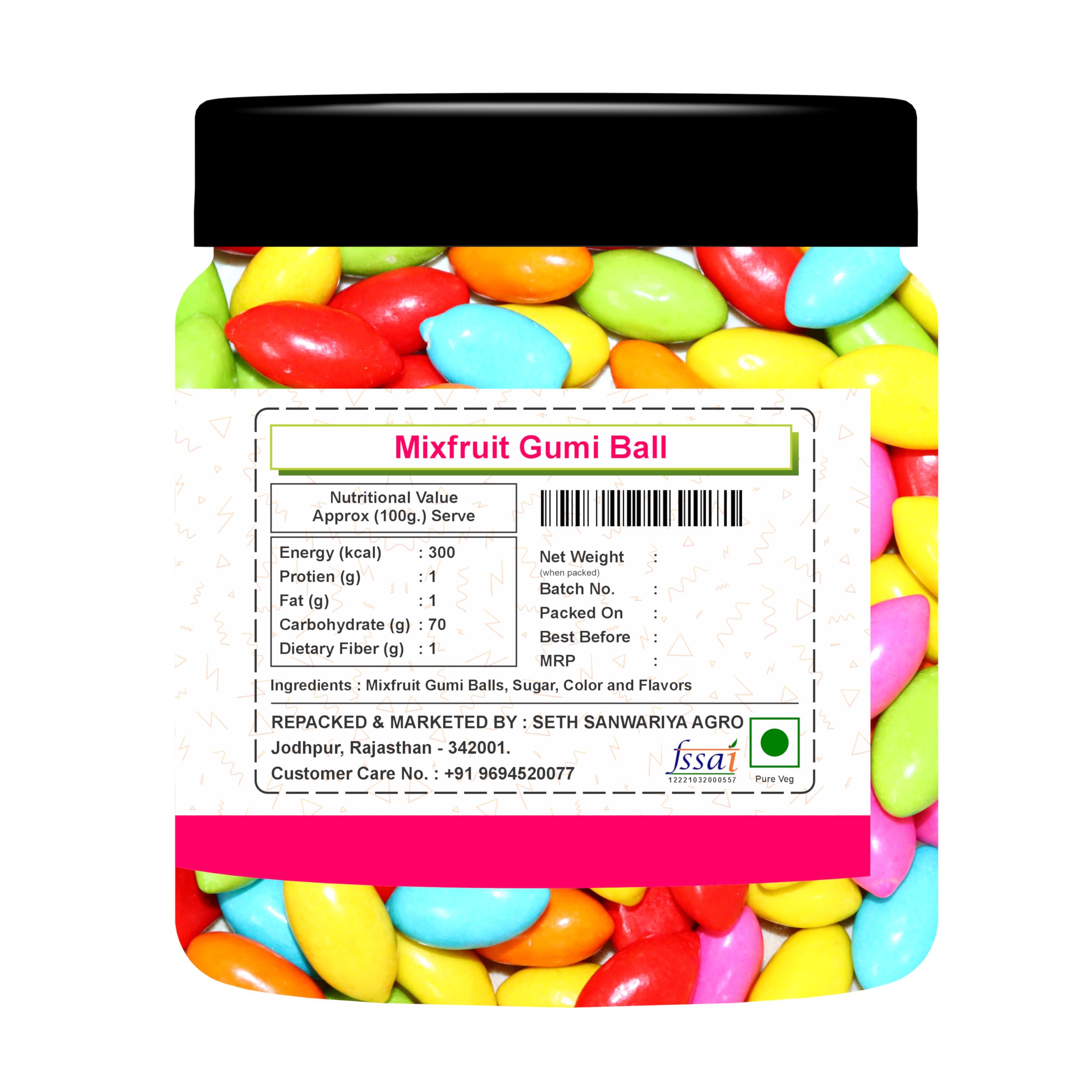 TASTY GUMI MIXFRUIT BALL PURE VEG (100 PIECE APPROX) 1
