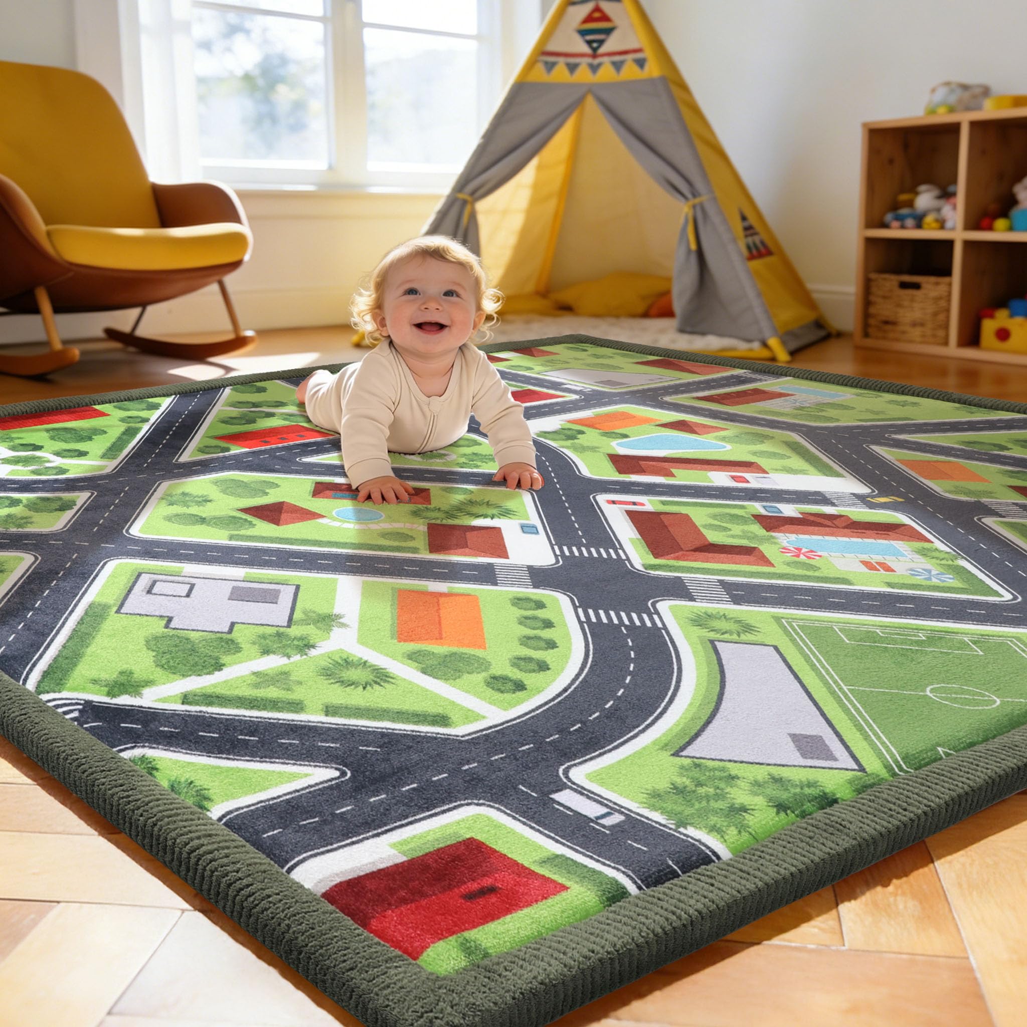 Treeboy Spielmatte Baby Teppich für Kinderzimmer mit hochwertigem Memory-Schaum – Krabbelmatte Baby mit Rutschfester Unterseite – Krabbeldecke, Kinderteppich, Tatami Matte, spielteppich Kinder