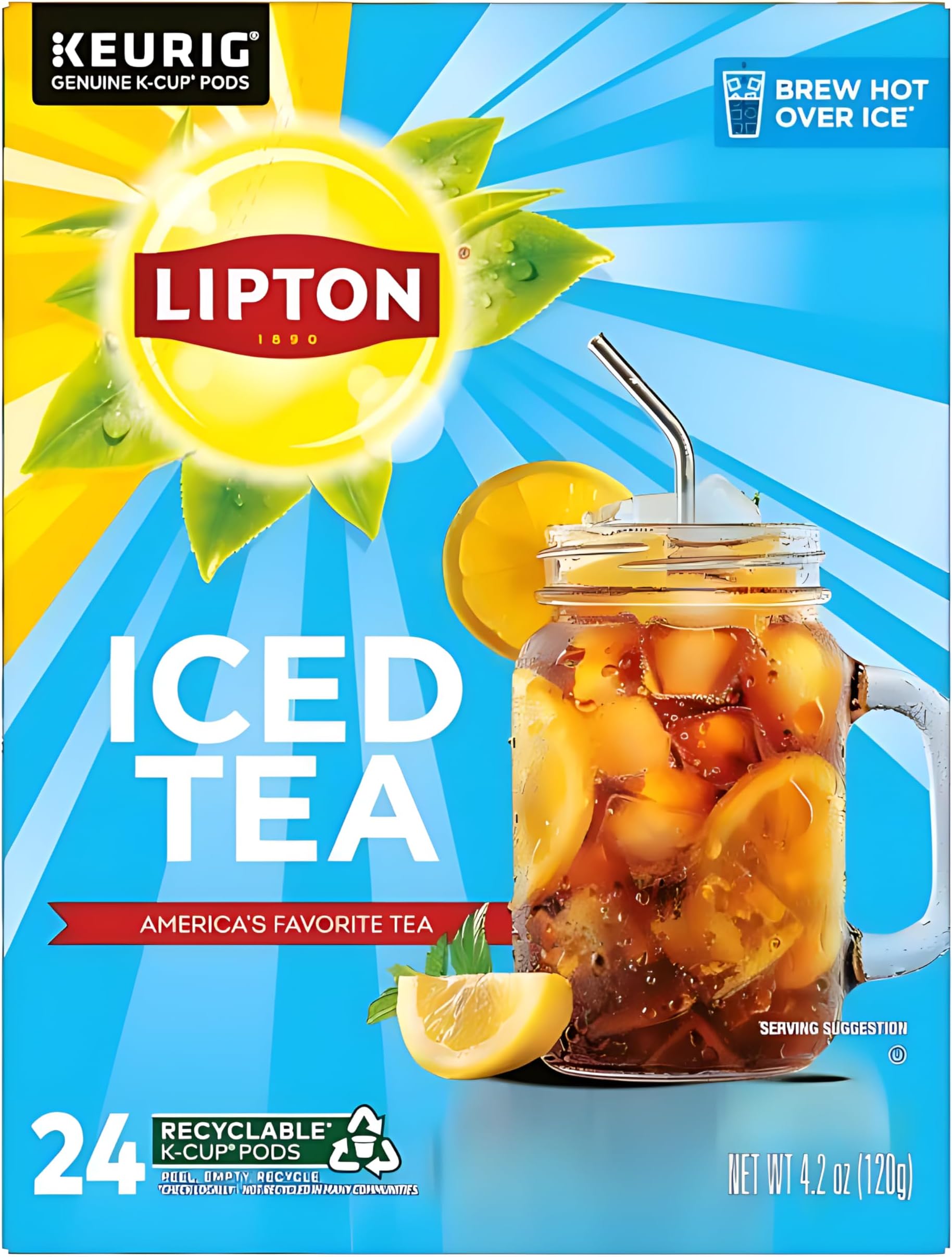 Unsweetened Black Iced Tea K-Cups 24-Pack for Keurig Coffee Makers - Rainforest Alliance Certified Tea Pods with Smooth Crisp Flavor, Brew Hot over Ice for Refreshing Beverage