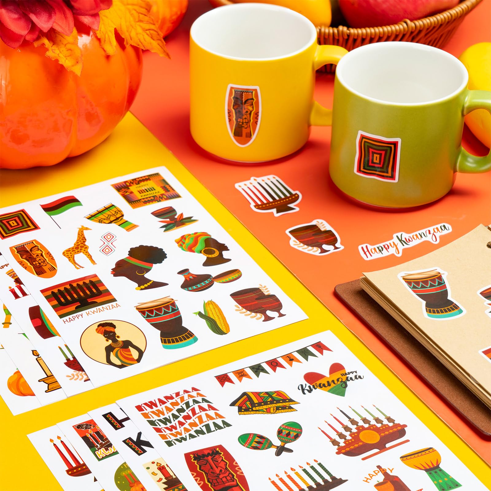 Kwanzaa Stickers for Kids, 258Pcs Happy Self Adhesive Kwanzaa Crafts Stickers for Kwanzaa Party Supplies Favors - Image 5