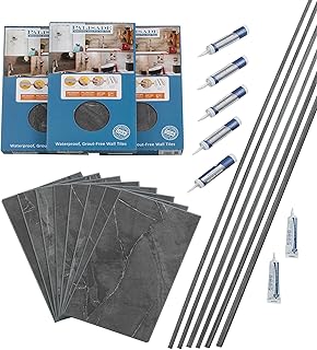 Palisade 25.6 in. x 14.8 in. Interlocking Vinyl Tile Shower and Tub Surr...