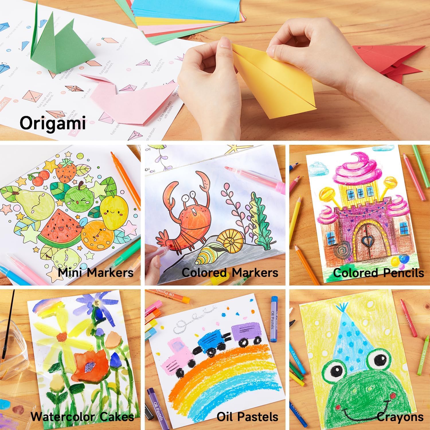 Shuttle Art 335 Piece Kids Art Set, Multi-Media Art Supplies, Gift Art Kit with Trifold Easel, 2 Drawing Pads, 2 Coloring Books, Oil Pastels, Crayons, Watercolors, Markers, Colored Pencils (Black)