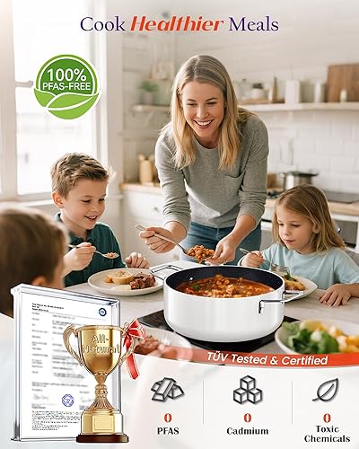 Miniatura 3 de Nuwave Essential Series - Juego de utensilios de cocina de cerámica de 5 piezas, sin PFAS, revestimiento azul Duralon G11, juego de ollas y sartenes