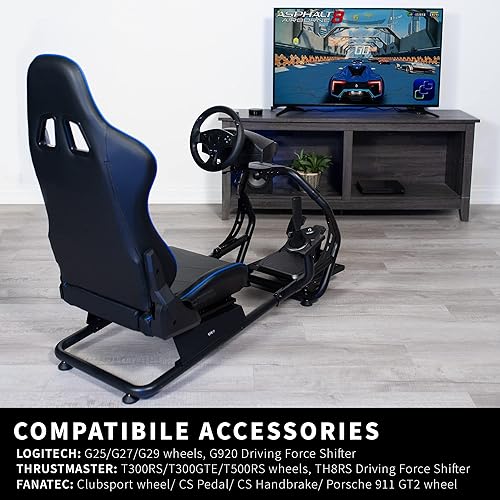 Miniatura 5 de VIVO Racing Simulator Cockpit with Wheel Stand, Gear Mount, Chair and Frame Only, Fits Logitech, Thrustmaster, Fanatec, Compatible with Xbox One,
