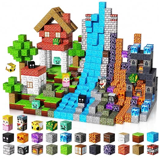 Magnetic Building Blocks - 150PCS Magnet Block Cubes Dark Hell Forest Castle, STEM Toy Building Sets for Kids Age 3+, Montessori Stacking Construction Toys for Easter Gift Boys Girls Age 4-8, 8-12