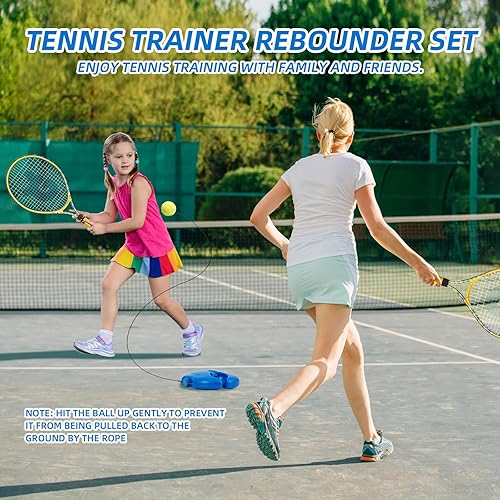 Miniatura 7 de Kids Tennis Rackets 2 Pack with Tennis Trainer Rebound Balls, Size 19" & 21" Tennis Training Equipment for Parent-Child Activities, Portable