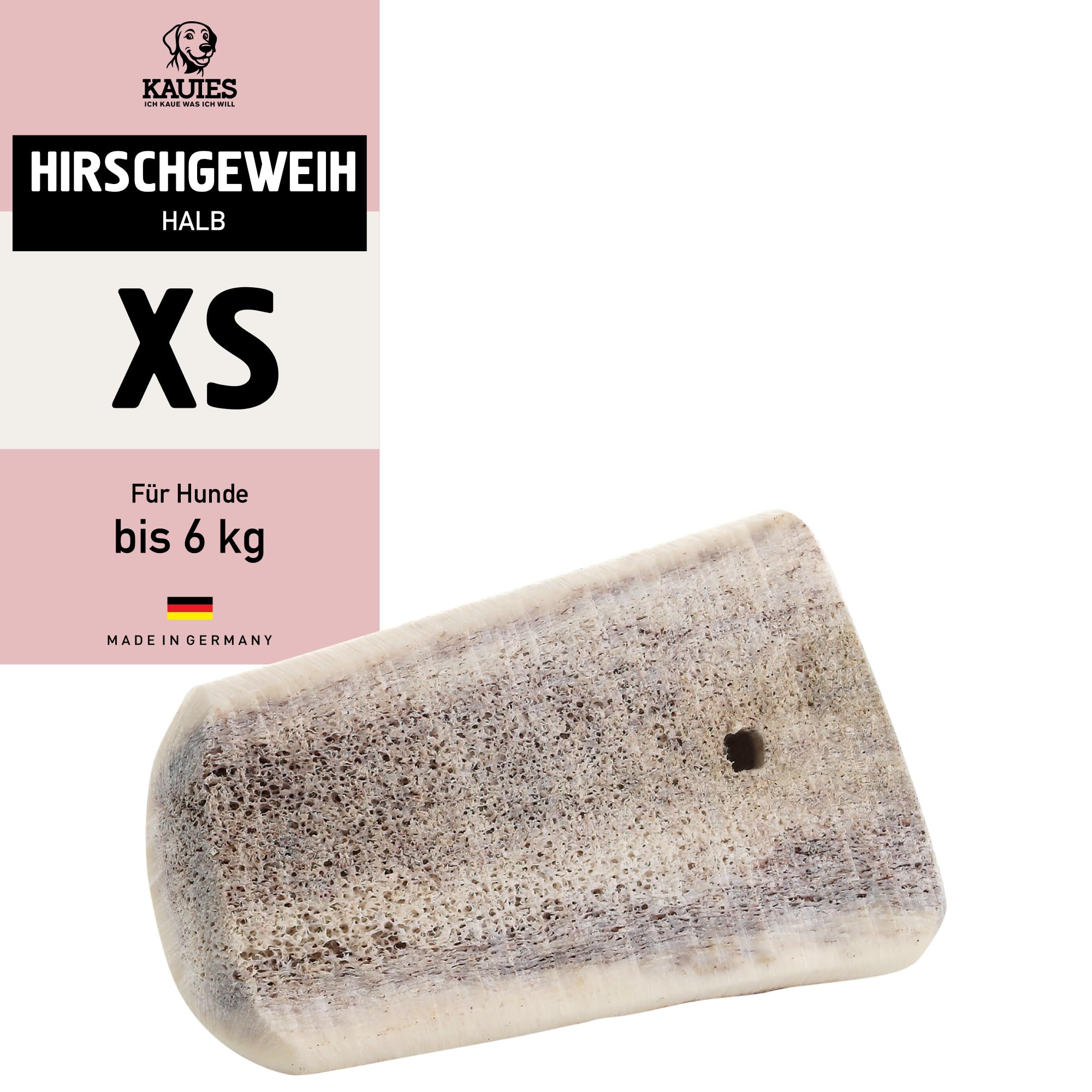 Kauies Hirschgeweih für Hunde ganz - Monoprotein, 100% natürlich, zuckerfrei und kalorienarm - Made in Germany, nachhaltig und tierversuchsfrei - Größe XS