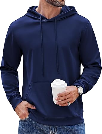 COOFANDY Men's Hoodie Long Sleeve Hooded Pullover Casual Fashion Sweatshirts Drawstring Gym Hooded with Kanga Pocket