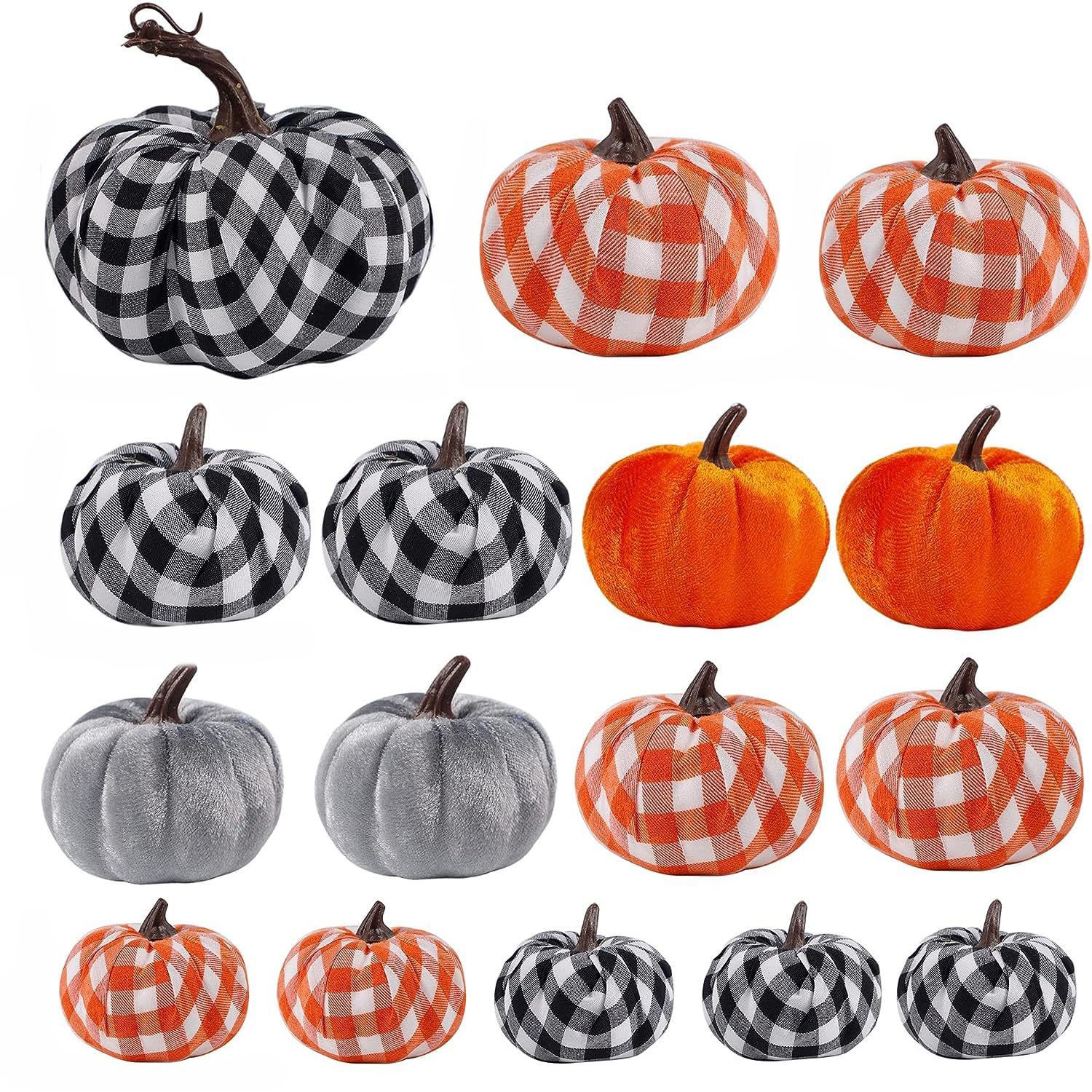 Juego de calabazas artificiales para Halloween, decoración de calabazas, calabazas de terciopelo, calabazas de yute, simulación, bellota, otoño, calabaza, decoración para fiesta, cosecha, Acción