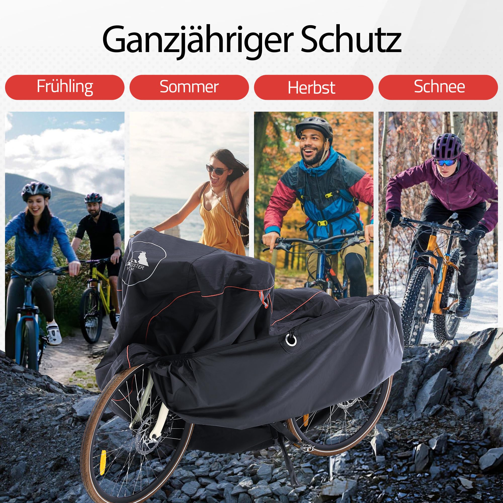 HikeMeister® Premium Qualität Fahrradabdeckung Wasserdicht 300D Oxford Abdeckungen Fahrradschutzhülle Fahrradträger für 1/2 Fahrräder Wasserfest Atmungsaktiv Regenschutz Schutzbezug (Für 1 Fahrrad)