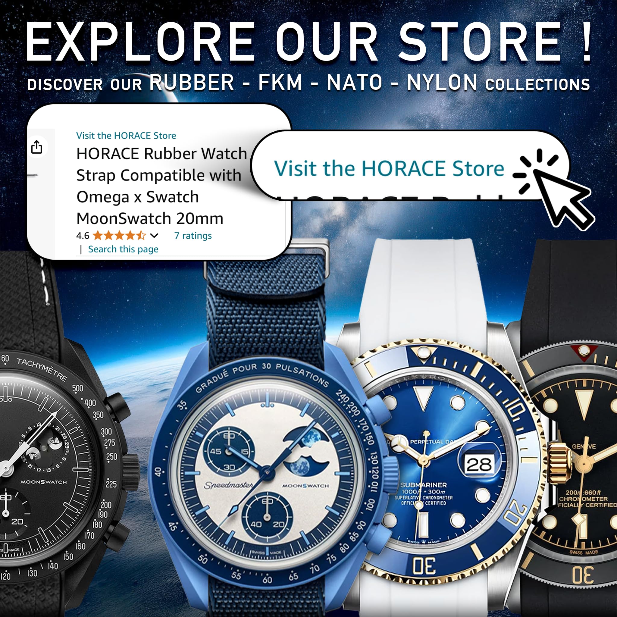 HORACE Cinturino per orologio da 22 mm in Silicone Liquido – Compatibile con Blancpain x Swatch Scuba Fifty Fathoms – Kit di montaggio incluso