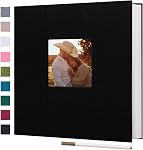 Finksy Grand album photo autocollant 3x5 4x6 5x7 8x10 Photos Couverture en lin 40 Pages vierges magnétiques DIY Album de scrapbook avec un stylo métallique