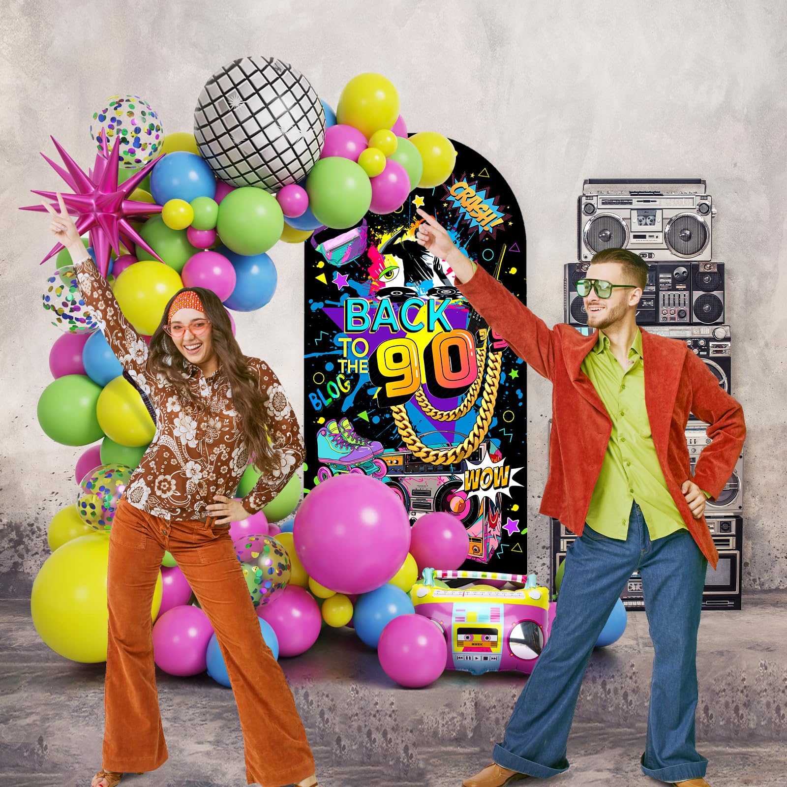 Amazon.com : 90s Party Decorations Arch Backdrop Cover 7.2ft Back