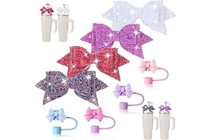 8 Pcs Glitter Bow Straw Topper Cute Bow Straw Cover Cap Silicone...