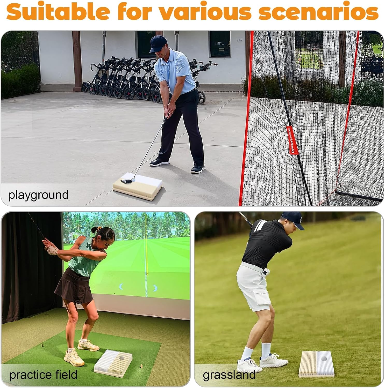 Golf Hitting Mat for Indoor/Outdoor Use – Dual Sand Trap Trainer with Shallow & Deep Pit Simulation,Portable Chipping Mat with Non-Slip Base – Bunker Practice Aid for Swing & Short Game