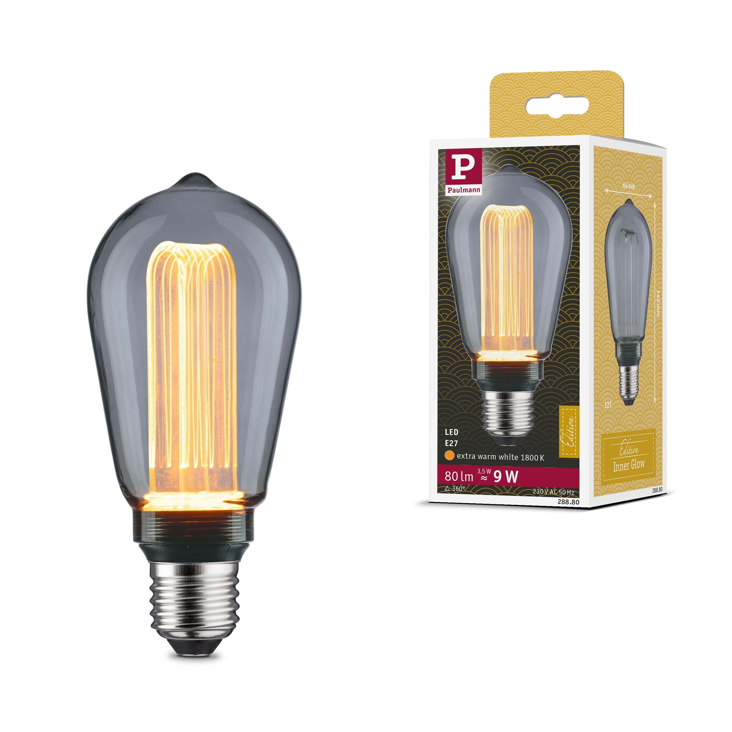 Paulmann 28880 LED lamp Inner Glow Edition Corn 80lm Smoke Glass 3.5W Lamp Smoke Glass 1800K E27
