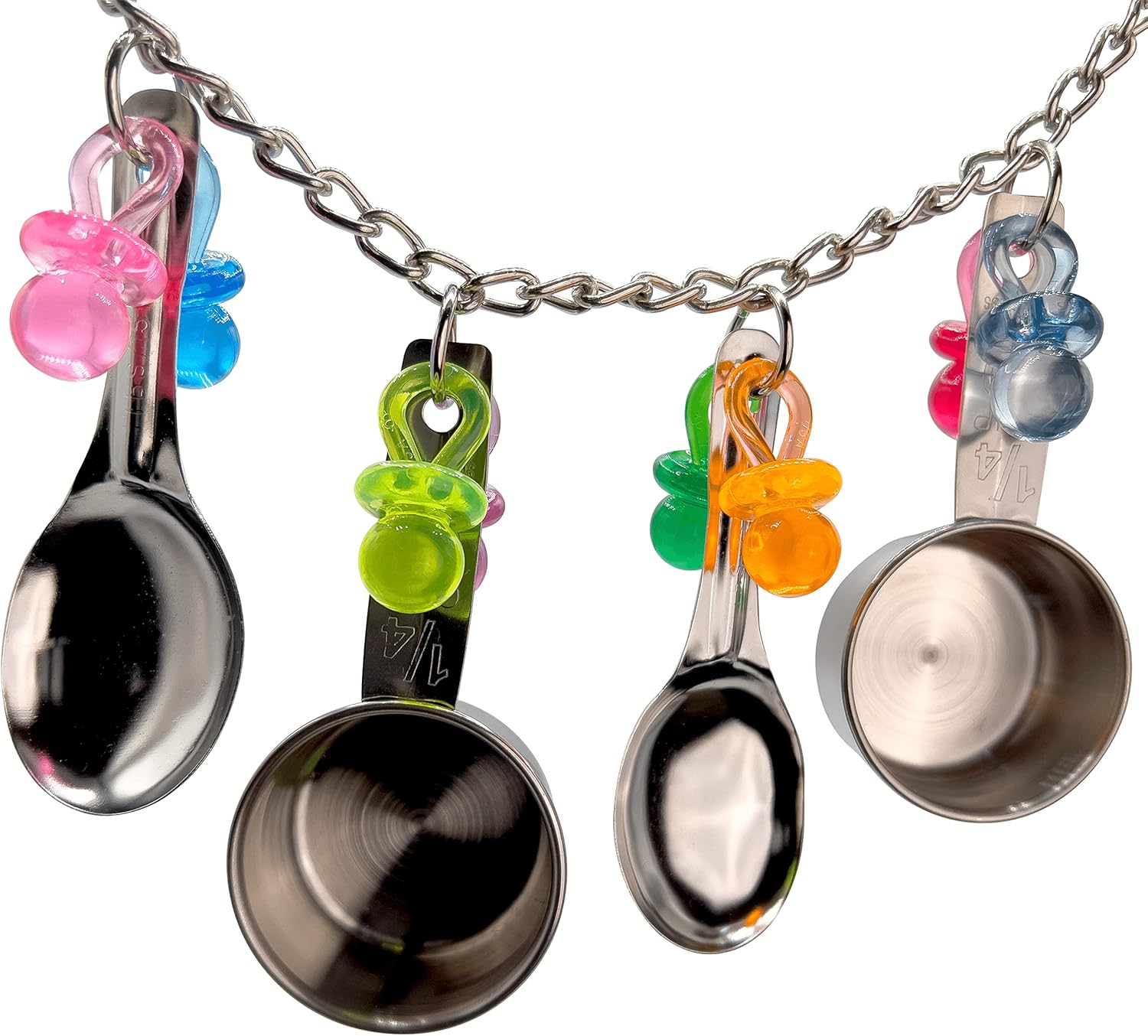 1014 Super Rattle Ringer - Handcrafted Versatile Avairy Hanging Toy, Stainless Steel Spoons and Pots, Beautiful Acrylic Pacifiers, Perfect for African Grey Cockatoo Amazon
