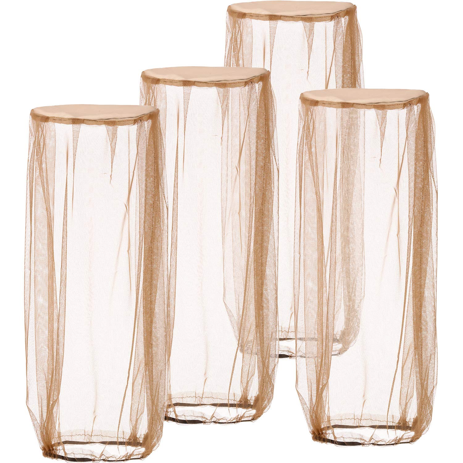 Hestya 4 Pack Head Net Face Netting Neck Cover Netting Mesh Net for Outdoor Activity (Big Size, Khaki)