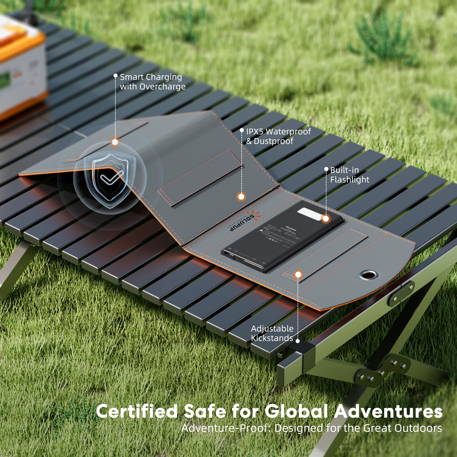 Cargador solar portátil mejorado de 30 W, banco de energía de 10000 mAh, cargador de batería plegable de 5 V 3 A para camping, senderismo, mochileros, viajes al aire libre, compatible con tableta y