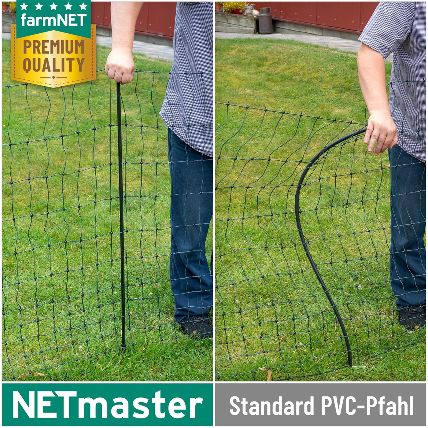VOSS.farming Rete pollame farmNET per recinzioni Non elettrificabili, 112 cm di Altezza e 25 m di Lunghezza, a Punta Doppia, Dotata di 9 Pali, Colore Verde