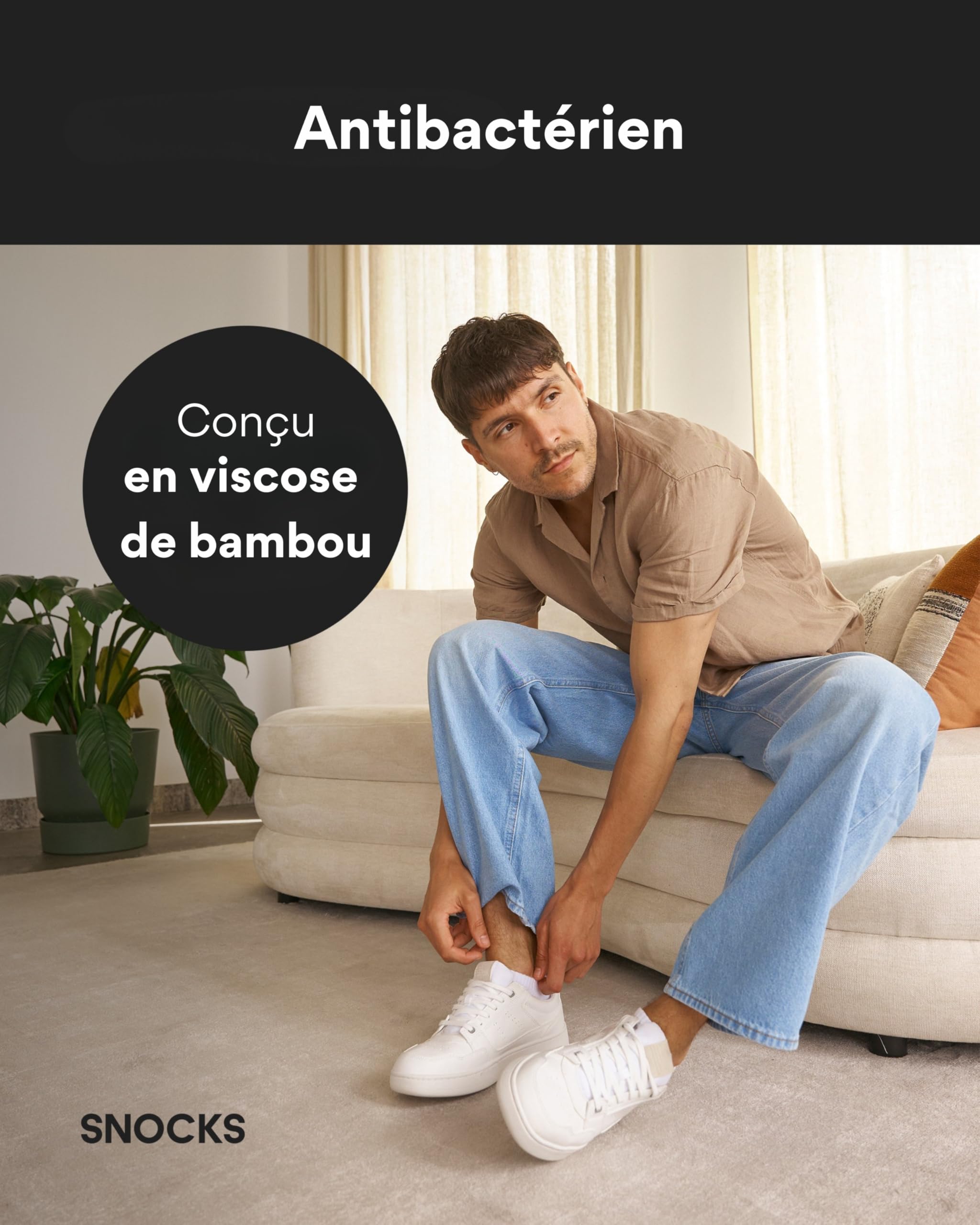 Snocks Chaussettes en Fibre de Bambou - Lot de 6 Socquettes Basses Homme et Femme - Chaussettes Douces et Respirantes Contre la Transpiration Taille 35-50