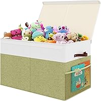 Vista 12 de Caja grande de almacenamiento de juguetes con tapa, organizador de almacenamiento de juguetes mejorado con divisor plegable para niños y niñas, sala