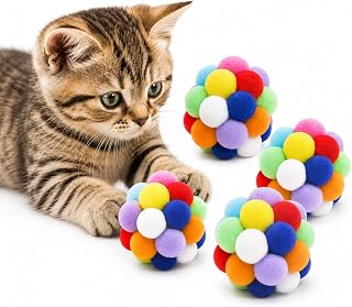 Cat Toy Balls, 1.75", 4PCS, Soft Pom Pom Balls deal from Amazon