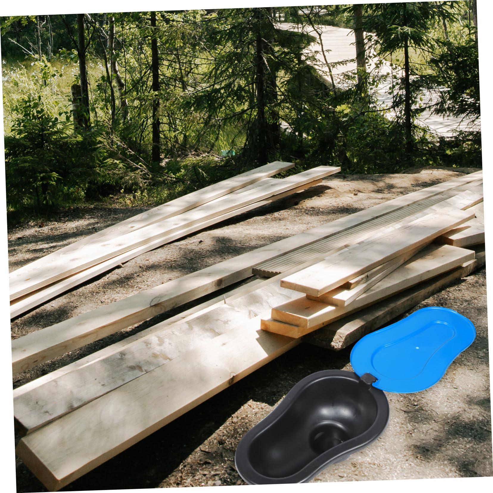 Mikinona 2 Stück Behelfstoiletten aus Kunststoff Tragbare Arbeitertoiletten Provisorische Hocktoiletten für Baustelle und Outdoor Wc Urin