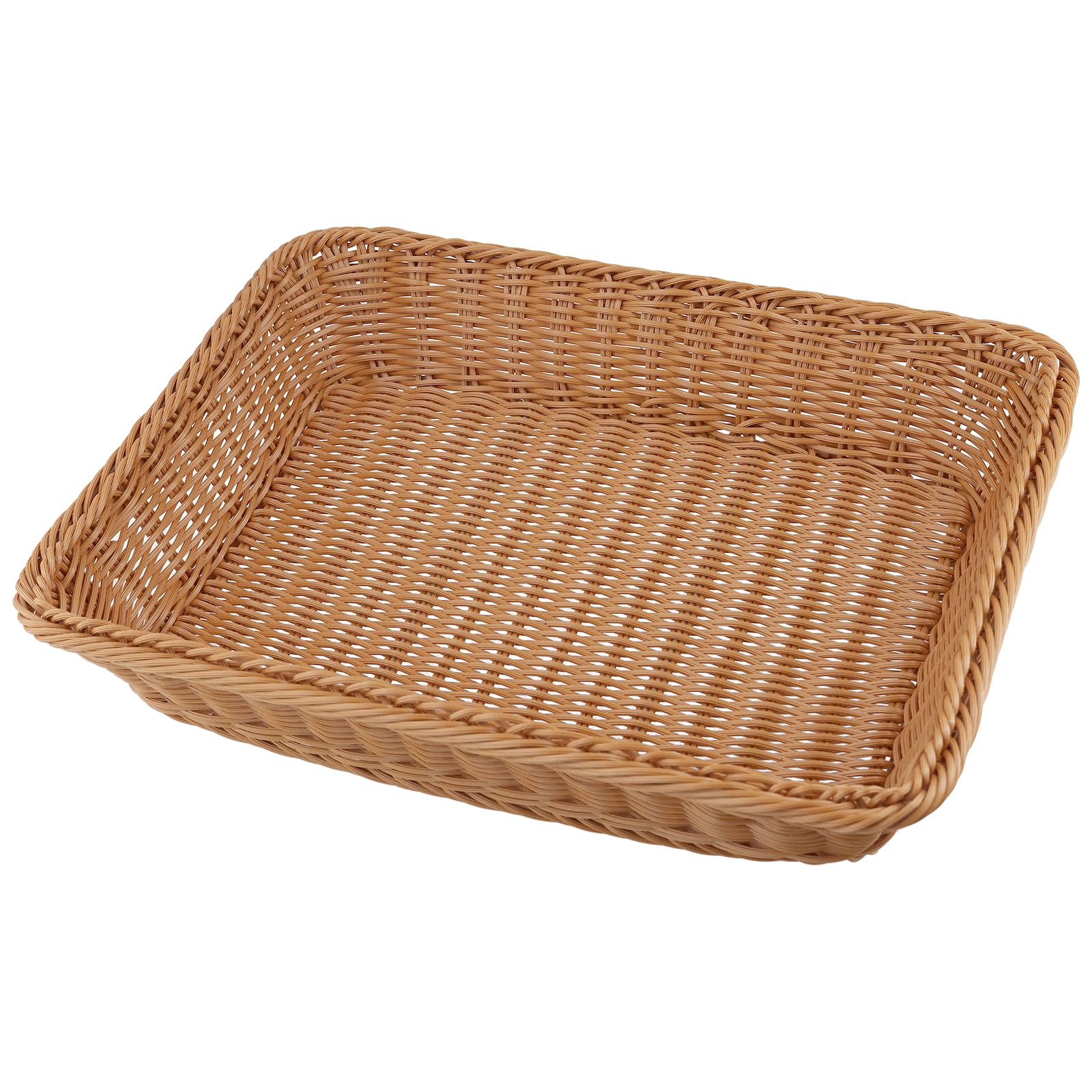 ZOENHOU 2 cestini rettangolari intrecciati per il pane 40 x 30 x 8 cm, in rattan sintetico ermetico, organizer da cucina con design impilabile, cesti di vimini per hotel, ristoranti