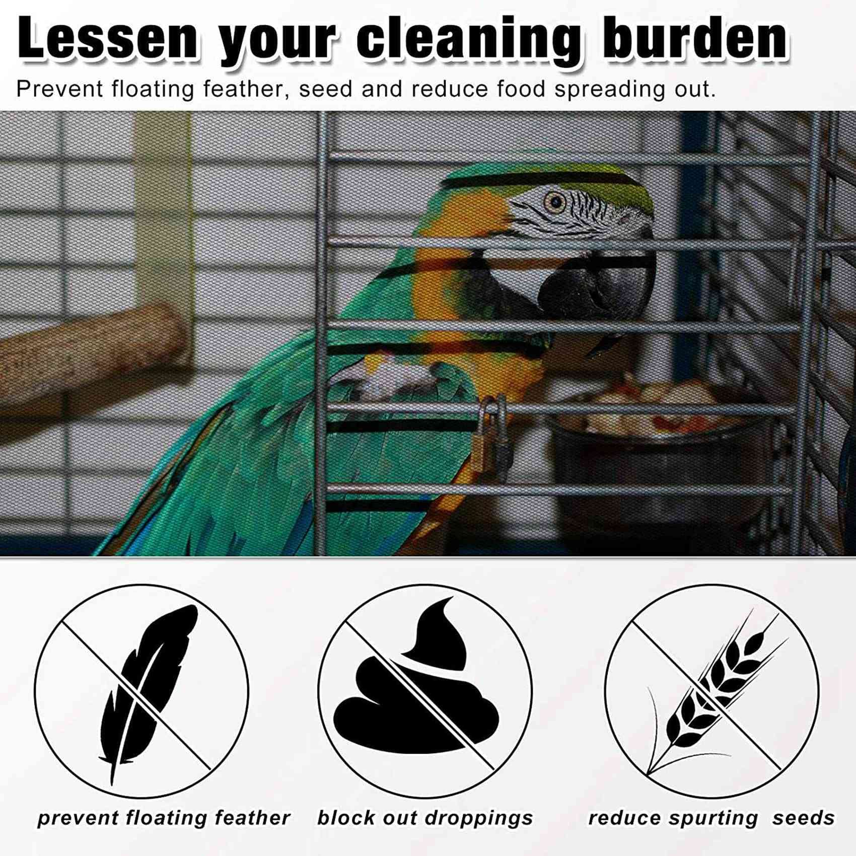 6 x große, verstellbare Vogelkäfig-Abdeckung, Samenfänger, universeller Vogelkäfig-Nylon-Netzbezug, weicher Rockschutz
