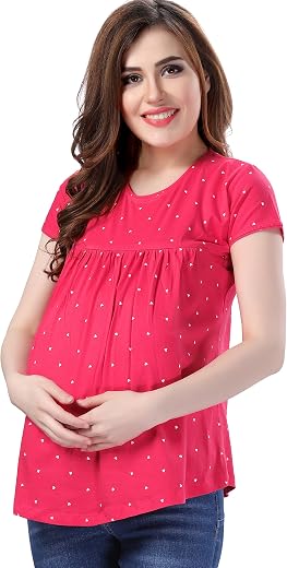 AV2 Women's Cotton Relaxed Fit Printed Nightwear Maternity Feeding Top